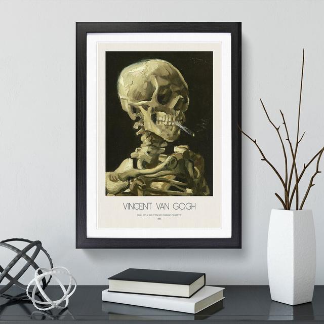 Skull of a Skeleton with Cigarette with Border by Vincent Van Gogh - Picture Frame Painting on MDF East Urban Home Size: 48cm H x 36cm W x 2cm D, Fram on Productcaster.