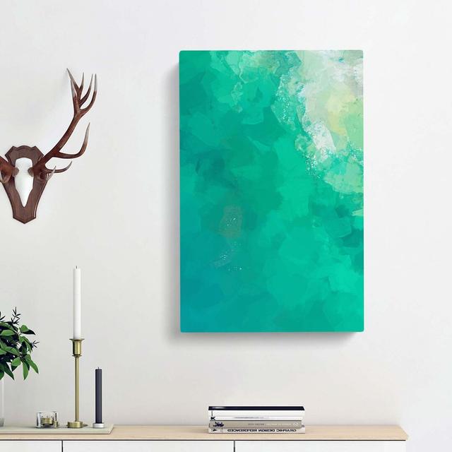 Green Ocean In Abstract - Wrapped Canvas Painting East Urban Home Size: 60cm H x 40cm W x 3cm D on Productcaster.