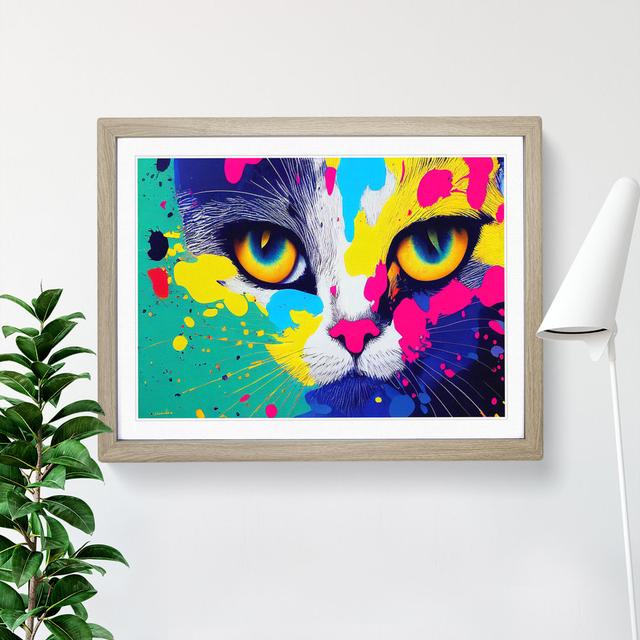 XH1022-1860X Cat Splashed Vol.3 Abstract - Single Picture Frame Painting Marlow Home Co. Size: 34cm H x 46cm W x 2cm D, Frame Colour: Oak on Productcaster.