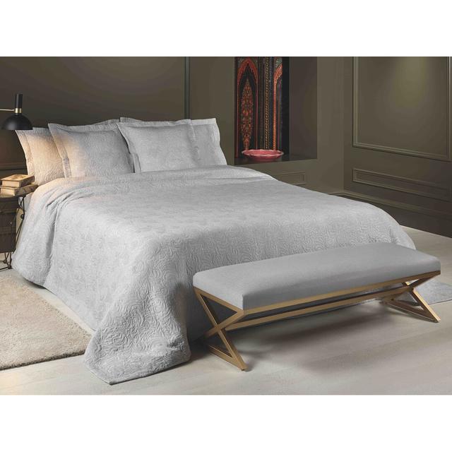 Aquavia Cotton Blend Solid Colour Bedspread Lily Manor Colour: Silver, Size: 270 x 270cm Bedspread on Productcaster.