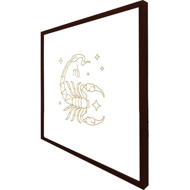 Birchel Zodiac Scorpio Horoscope In Gold And White - Single Picture Frame Art Prints Happy Larry Size: 51cm H x 51cm W x 4cm D, Frame Colour: Brown on Productcaster.