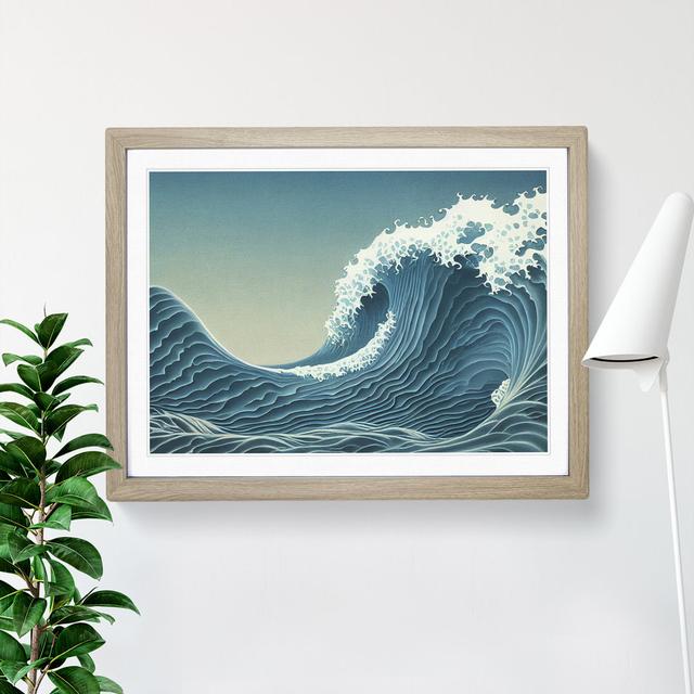 Idyllic Japanese Wave House of Hampton Frame Colour: Oak, Size: 25cm H x 34cm W x 2cm D on Productcaster.