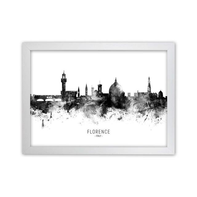 Florence Italy Skyline Black White City Name by Michael Tompsett - Graphic Art Print Latitude Run Format: White Framed, Size: 34cm H x 46cm W x 3cm D on Productcaster.