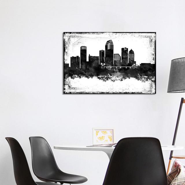 Tampa Black And White Film by WallDecorAddict - Wrapped Canvas Print Brayden Studio Size: 66.04cm H x 101.6cm W x 3.81cm D on Productcaster.