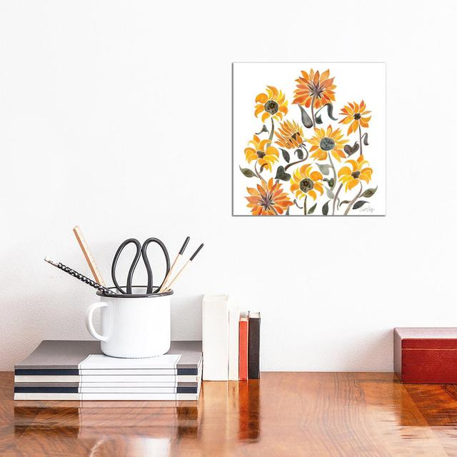 Sunflower Watercolor by - Wrapped Canvas Painting ClassicLiving Size: 30.48cm H x 30.48cm W x 1.91cm D on Productcaster.