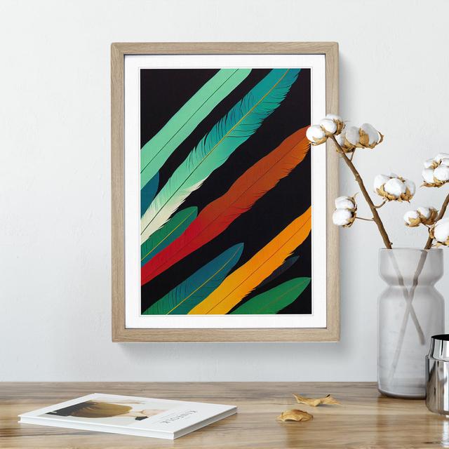 Stripes Of Feathers - Single Picture Frame Print World Menagerie Size: 64cm H x 46cm W x 2cm D, Frame Colour: Oak on Productcaster.