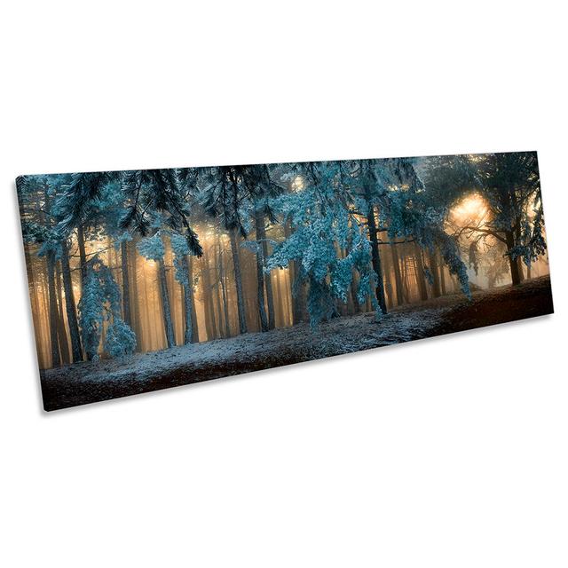 Winter Forest Night Landscape - Wrapped Canvas Panoramic Art Prints Alpen Home Size: 60.96cm H x 182.88cm W on Productcaster.