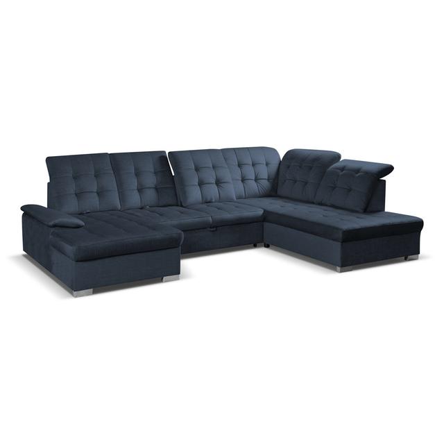 Arvida 3 - Piece Upholstered Large Corner Sofa Canora Grey Orientation: Right Hand Facing, Upholstery Colour: Dark Blue on Productcaster.