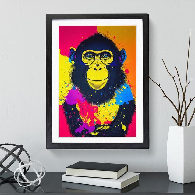 XV1022-4100X Splashed Monkey No.3 Abstract - Single Picture Frame Painting World Menagerie Size: 64cm H x 46cm W x 2cm D, Frame Colour: Black on Productcaster.