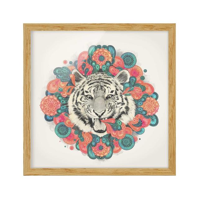 Illustration Tiger Mandala Paisley - Picture Frame Graphic Art Latitude Vive Size: 70cm H x 70cm W x 2cm D, Frame Option: Brown on Productcaster.