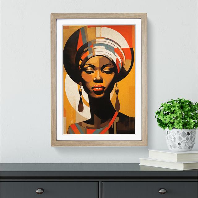 African Woman Constructivism No.3 - Single Picture Frame Print on Wood Big Box Art Size: 64cm H x 46cm W x 2cm D, Frame Colour: Oak on Productcaster.