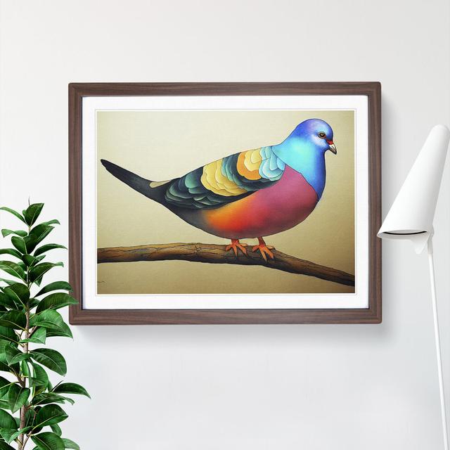 Pigeon Bird Watercolour Vol.3 - Single Picture Frame Print Marlow Home Co. Size: 25cm H x 34cm W x 2cm D, Format: Walnut Framed on Productcaster.