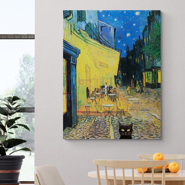 Ridgeley Café Terrace at Night with Black Cat by Vincent Van Gogh - Wrapped Canvas Art Prints ClassicLiving Size: 117cm H x 81cm W x 4cm D on Productcaster.