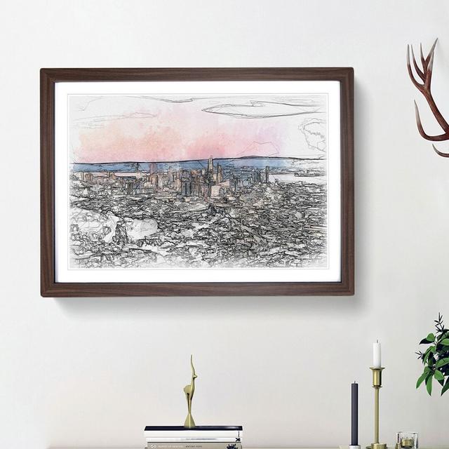 Evening Colours of San Francisco - Picture Frame Graphic Art Print East Urban Home Frame Option: Walnut Framed, Size: 62cm H x 87cm W x 2cm D on Productcaster.