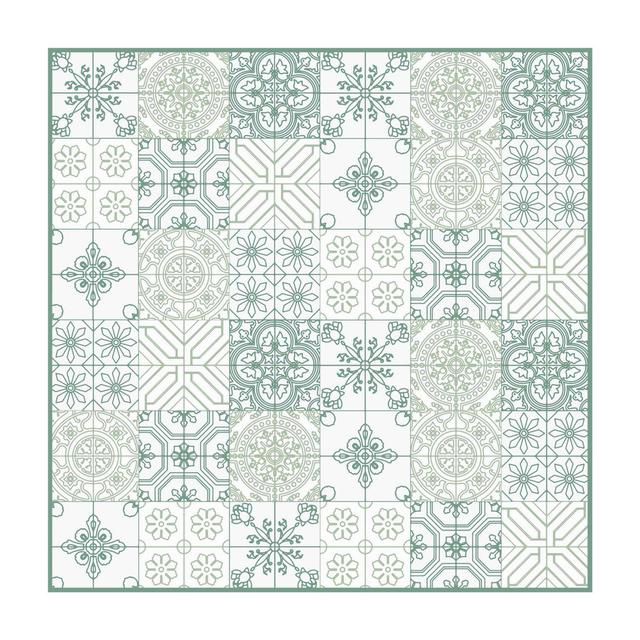 Vinyl rug with a floral pattern in green East Urban Home Rug Size: Square 120cm on Productcaster.