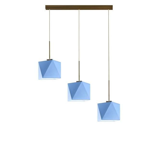 Lineare Pendelleuchte 3-flammig Deneise Ebern Designs Ausführung: Braun, Schirmfarbe: Blau on Productcaster.