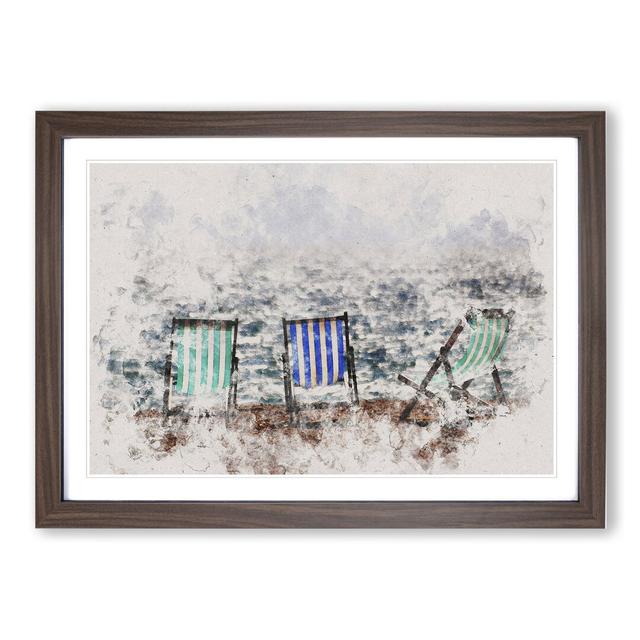 Deckchairs on Brighton Beach - Picture Frame Painting East Urban Home Frame Option: Walnut, Size: 48cm H x 65cm W x 2cm D on Productcaster.