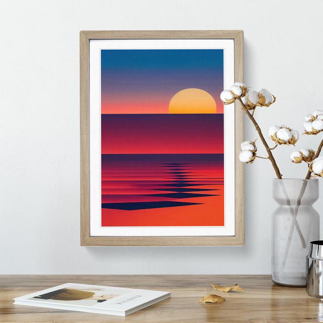 Unreal Sunset Abstract - Single Picture Frame Print 17 Stories Frame Colour: Oak , Size: 64cm H x 46cm W x 2cm D on Productcaster.