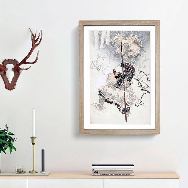 Warrior in the Snow by Toyohara Chikanobu - Picture Frame Painting Print East Urban Home Size: 36cm H x 27cm W x 2cm D, Frame Option: Oak Framed on Productcaster.