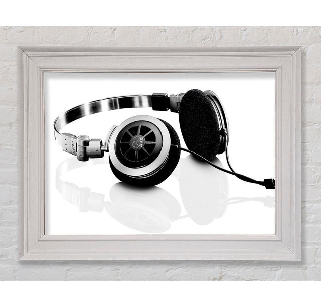 Headphones Framed Print Ebern Designs Size: 59.7cm H x 84.1cm W x 8cm D on Productcaster.