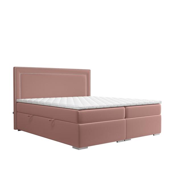 Boxspringbett Boretti mit Topper und Stauraum Brayden Studio Farbe: Dusty Pink, Größe: 200 × 200 cm on Productcaster.