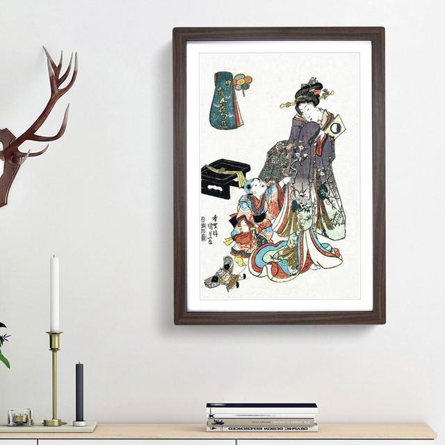 Mother with Child by Utagawa Toyokuni - Picture Frame Painting Print East Urban Home Frame Option: Walnut Framed, Size: 48cm H x 36cm W x 2cm D on Productcaster.