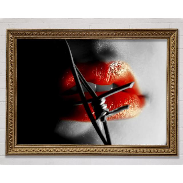 Barbed Wire Lips - Print Ebern Designs Size: 59.7cm H x 84.1cm W x 3cm D on Productcaster.