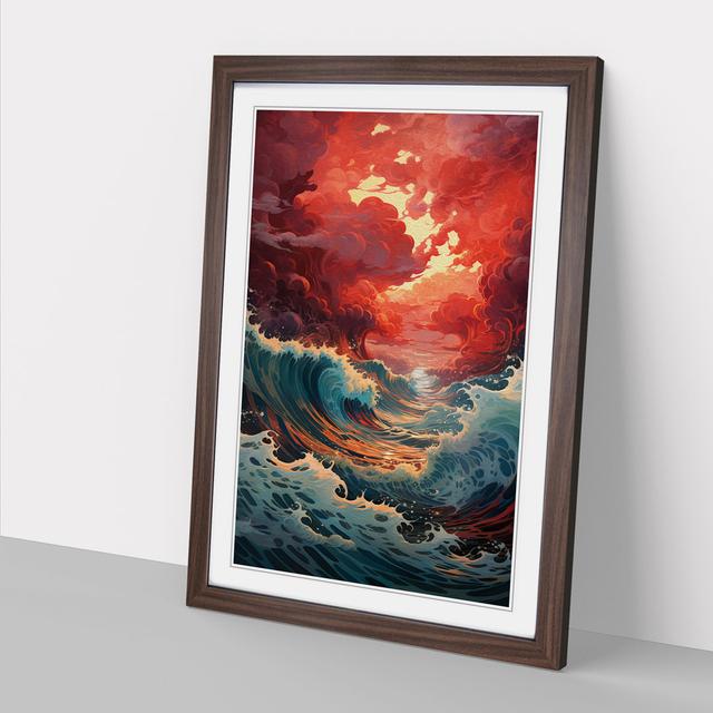 Ocean Informel No.2 House of Hampton Frame Colour: Walnut , Size: 64cm H x 46cm W x 2cm D on Productcaster.