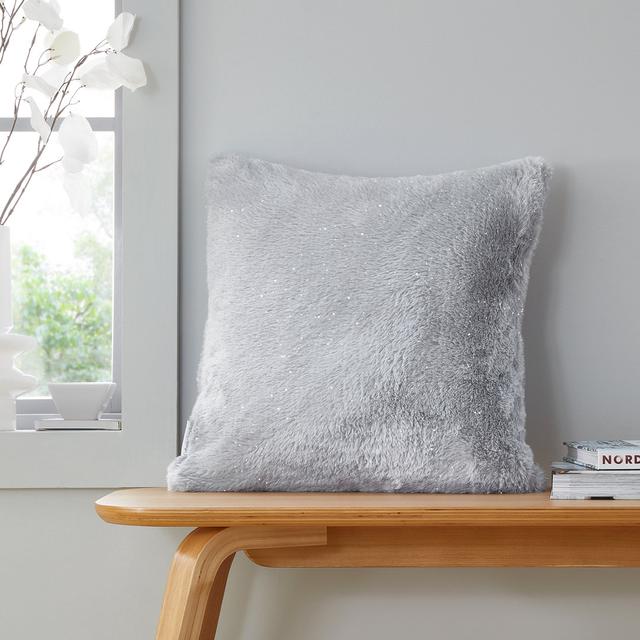 Cosy Glamour Fur Cushion Cover Catherine Lansfield Colour: Silver on Productcaster.