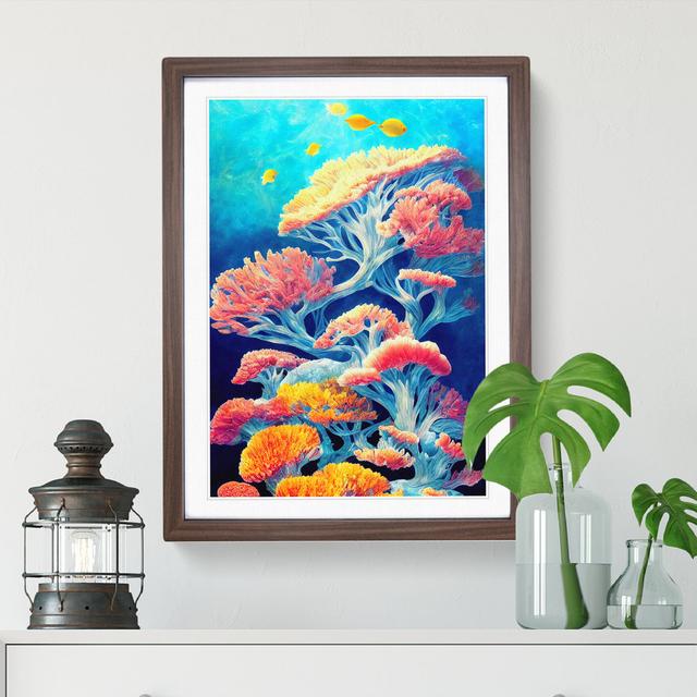 Magnificent Coral Reef House of Hampton Size: 46cm H x 34cm W x 2cm D, Frame Colour: Walnut on Productcaster.