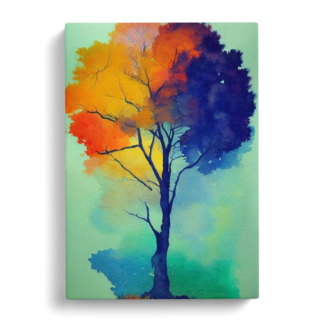 Lone Watercolour Tree No.3 - Wrapped Canvas Graphic Art ClassicLiving Size: 50cm H x 35cm W x 3cm D on Productcaster.