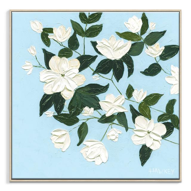 White Magnolias by Angela Hawkey - Painting Rosalind Wheeler Format: Brown Framed, Size: 61cm H x 61cm W x 5cm D on Productcaster.