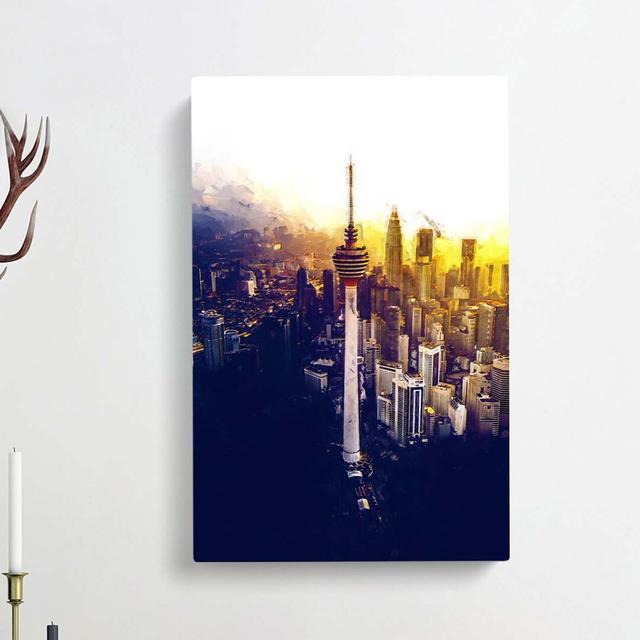 Menara Tower In Kuala Lumpur In Abstract - Wrapped Canvas Painting East Urban Home Size: 60cm H x 40cm W x 3cm D on Productcaster.