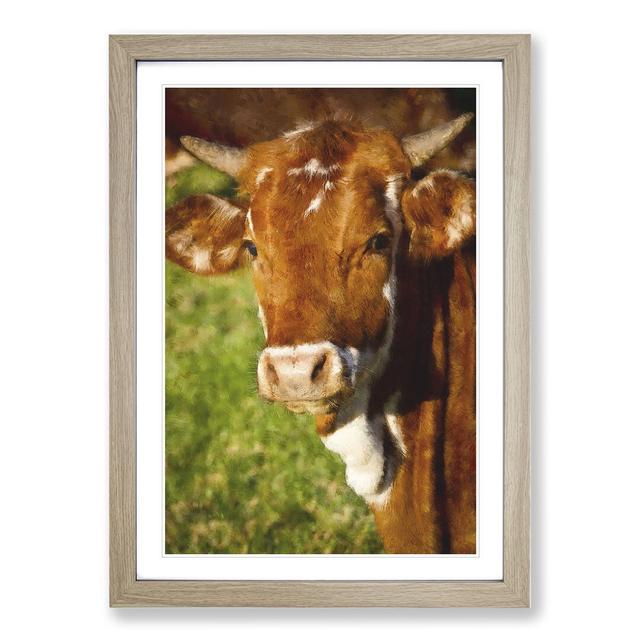 Portrait of a Cow Vol.2 - Picture Frame Painting East Urban Home Size: 48cm H x 36cm W x 2cm D, Frame Option: Oak Framed on Productcaster.