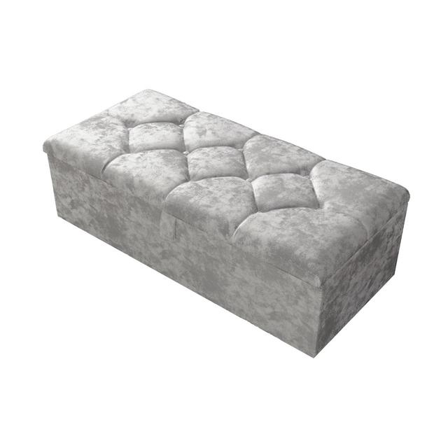 102 Wide Crushed Velvet Ottoman Storage Box with Hydrolic Arm Latitude Run Upholstery Colour: Silver on Productcaster.