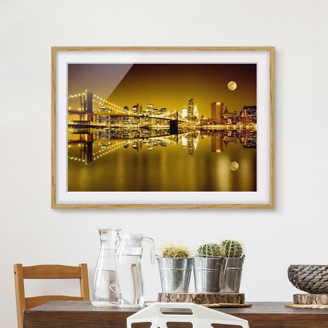 Gerahmtes Poster Golden New York East Urban Home Größe: 50 cm H x 70 cm B x 2 cm T, Rahmenoptionen: Naturbelassenes Eichenholz on Productcaster.