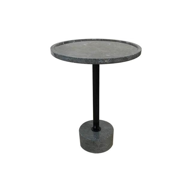 Mila Round Natural Marble Side Table Ivy Bronx Colour: Grey on Productcaster.