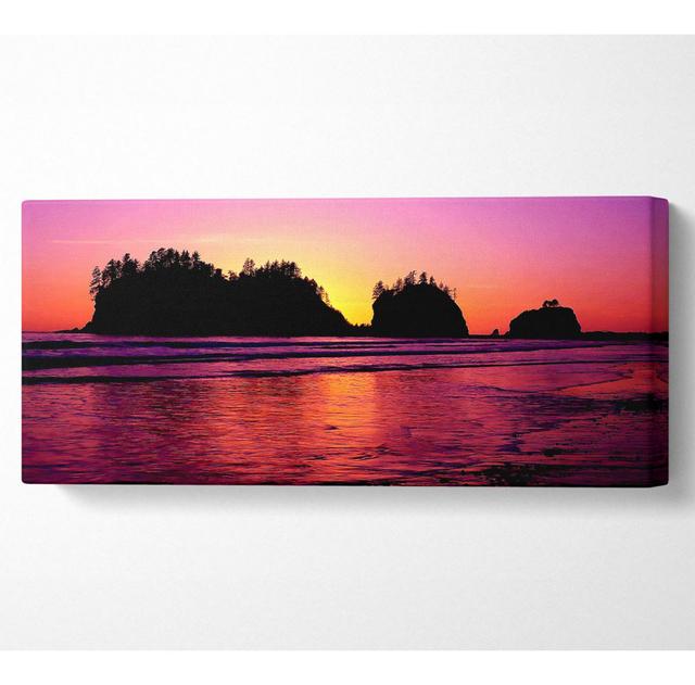 Surreal Pink Ocean Flow - Wrapped Canvas Art Prints Union Rustic Size: 81.3cm H x 183cm W x 10cm D on Productcaster.