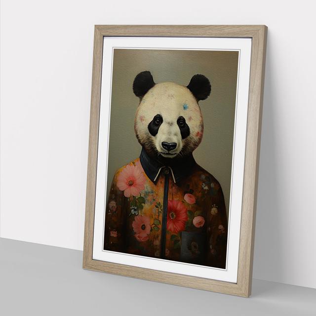 Panda Modern Happy Larry Format: Oak Framed, Size: 46cm H x 34cm W on Productcaster.