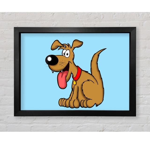 Happy Dog Cartoon With Tongue Out - Print Rosalind Wheeler Size: 100.1cm H x 141.4cm W x 3.4cm D, Colour: Baby Blue on Productcaster.