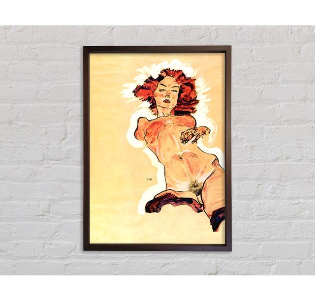 Schiele Female Act Framed Print Rosalind Wheeler Format: Walnut Framed Canvas, Size: 59.1cm H x 84.1cm W x 3.3cm D on Productcaster.