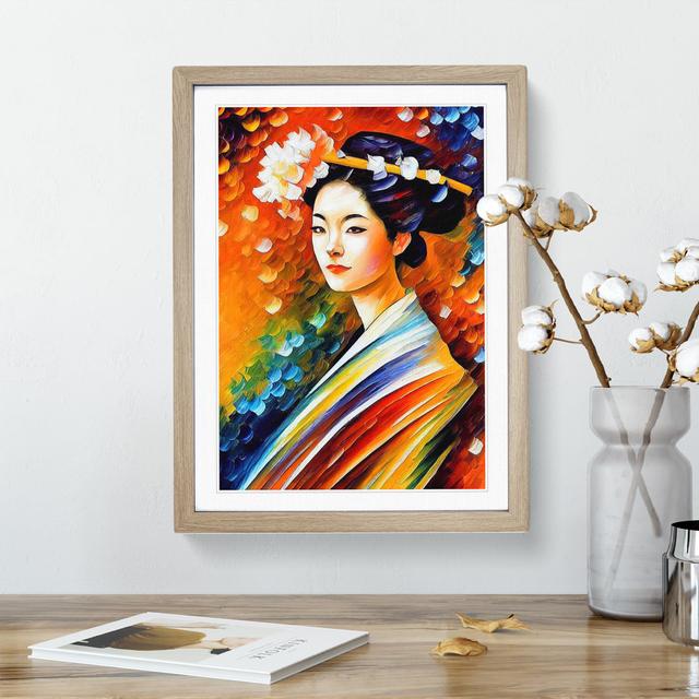 Portrait Of A Geisha No.5 - Single Picture Frame Painting Marlow Home Co. Frame Colour: Oak Framed, Size: 46cm H x 34cm W x 2cm D on Productcaster.