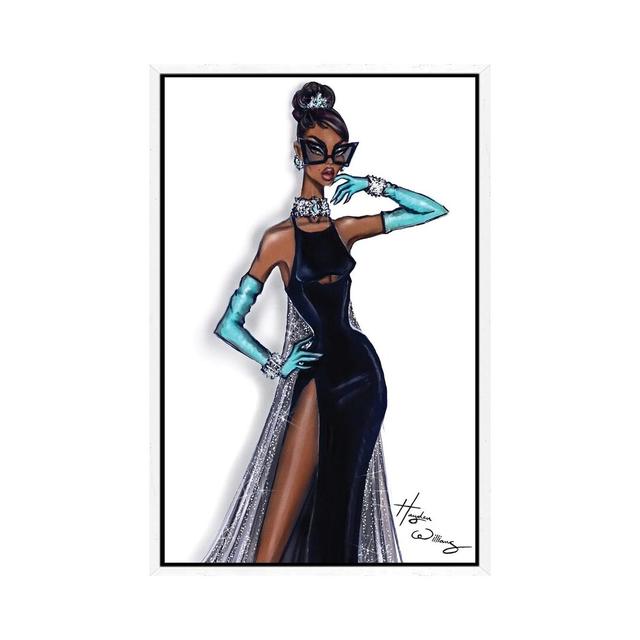 Black Breakfast at Tiffany's by Hayden Williams - Graphic Art on Canvas Fairmont Park Format: White Framed, Size: 66.04cm H x 45.72cm W x 3.81cm D on Productcaster.