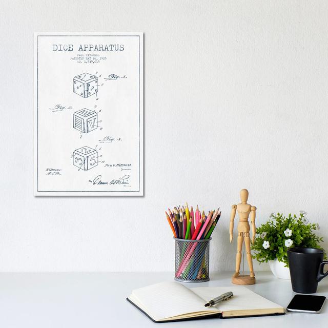 Paul Mitchell Dice Apparatus Patent Sketch (Ink) by Aged Pixel - Wrapped Canvas Graphic Art Happy Larry Size: 30.48cm H x 20.32cm W x 1.91cm D on Productcaster.