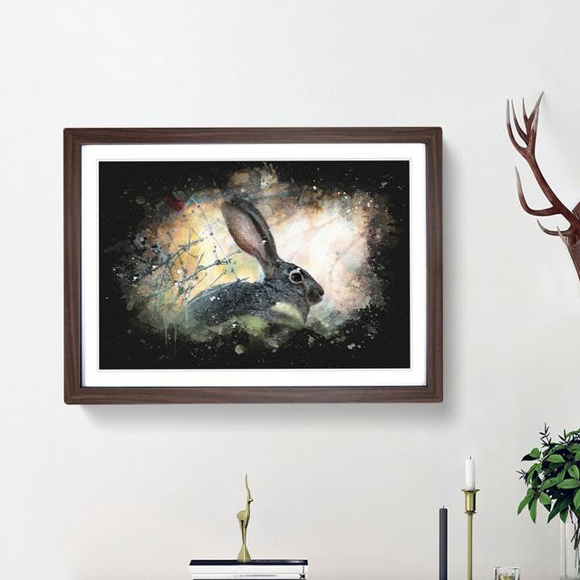 Hare in the Bushes - Picture Frame Graphic Art Print East Urban Home Size: 33cm H x 45cm W x 2cm D, Frame Option: Walnut Framed on Productcaster.