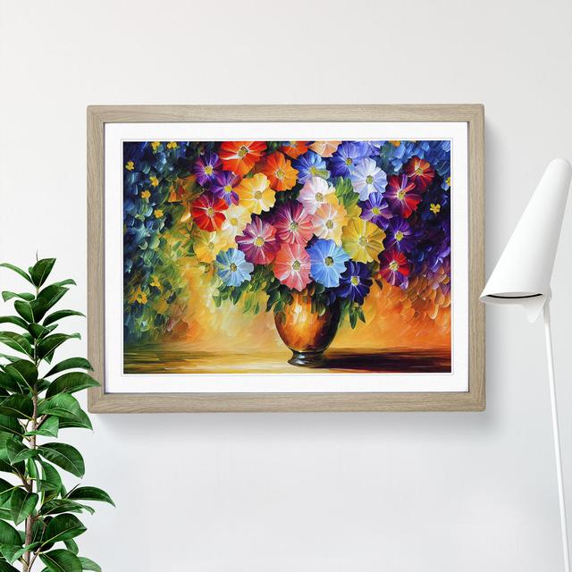 Mixed Flowers - Picture Frame Painting Marlow Home Co. Size: 34cm H x 46cm W, Frame Colour: Oak Framed on Productcaster.