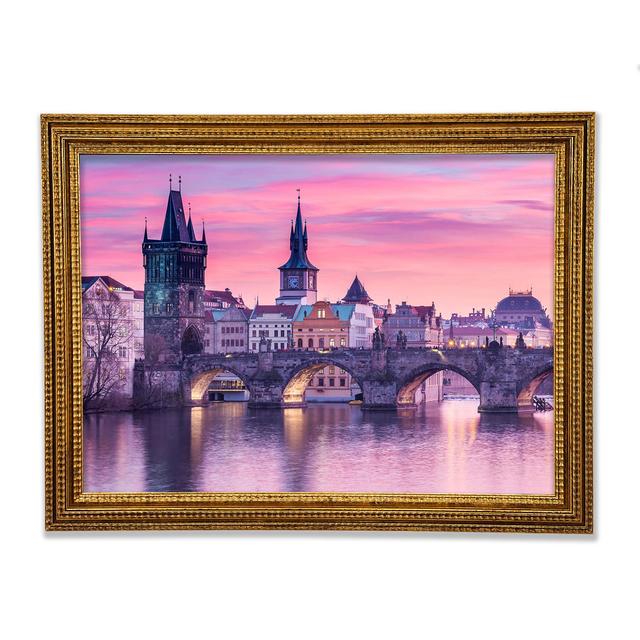 Gerahmtes Leinwandbild Stunning Charles Bridge ModernMoments Größe: 59,7 cm H x 84,1 cm B x 3 cm T, Format: Poster mit goldenem Rahmen on Productcaster.