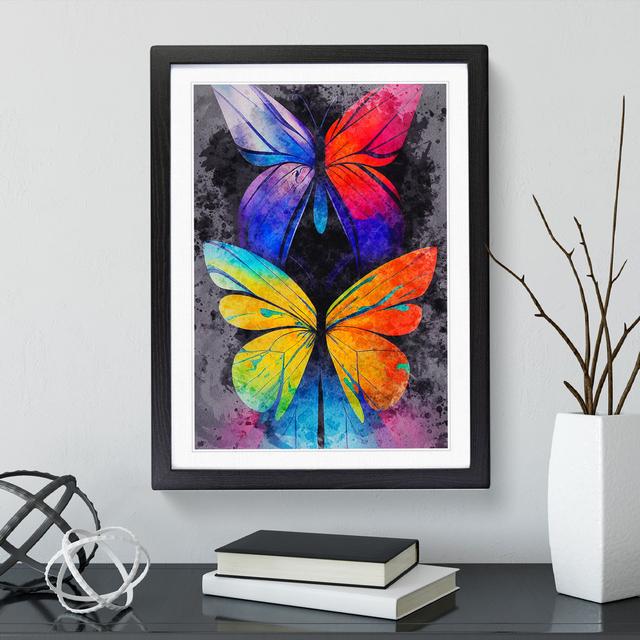 Butterflies Paint Splatter No.2 - Painting Brambly Cottage Matte Colour: White, Format: Black Framed, Size: 66cm H x 48cm W x 2cm D on Productcaster.