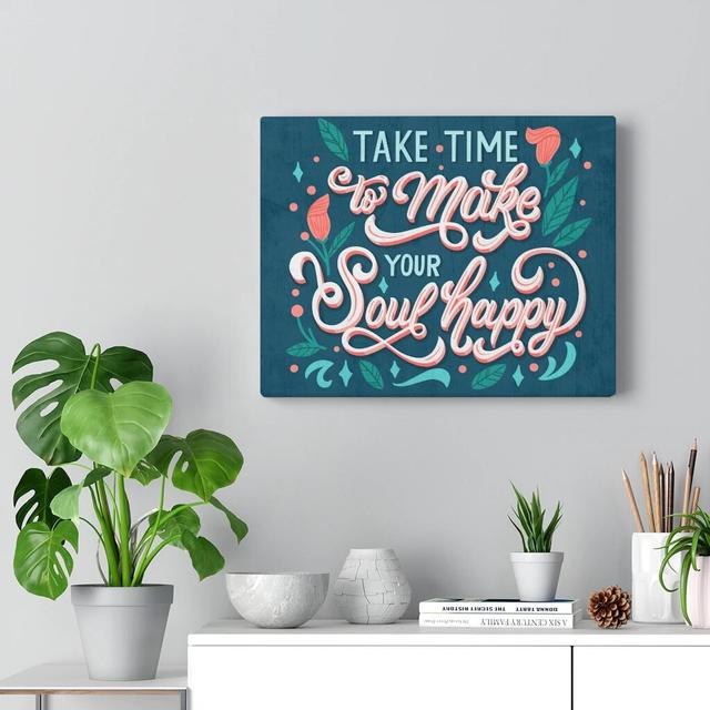 Take Time - Wrapped Canvas Print Blue Elephant Size: 46cm H x 61cm W on Productcaster.