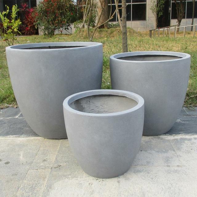 Fibreglass Plant Pot HORTICO Size: 45cm H x 46cm W x 46cm D, Colour: Stone Grey on Productcaster.